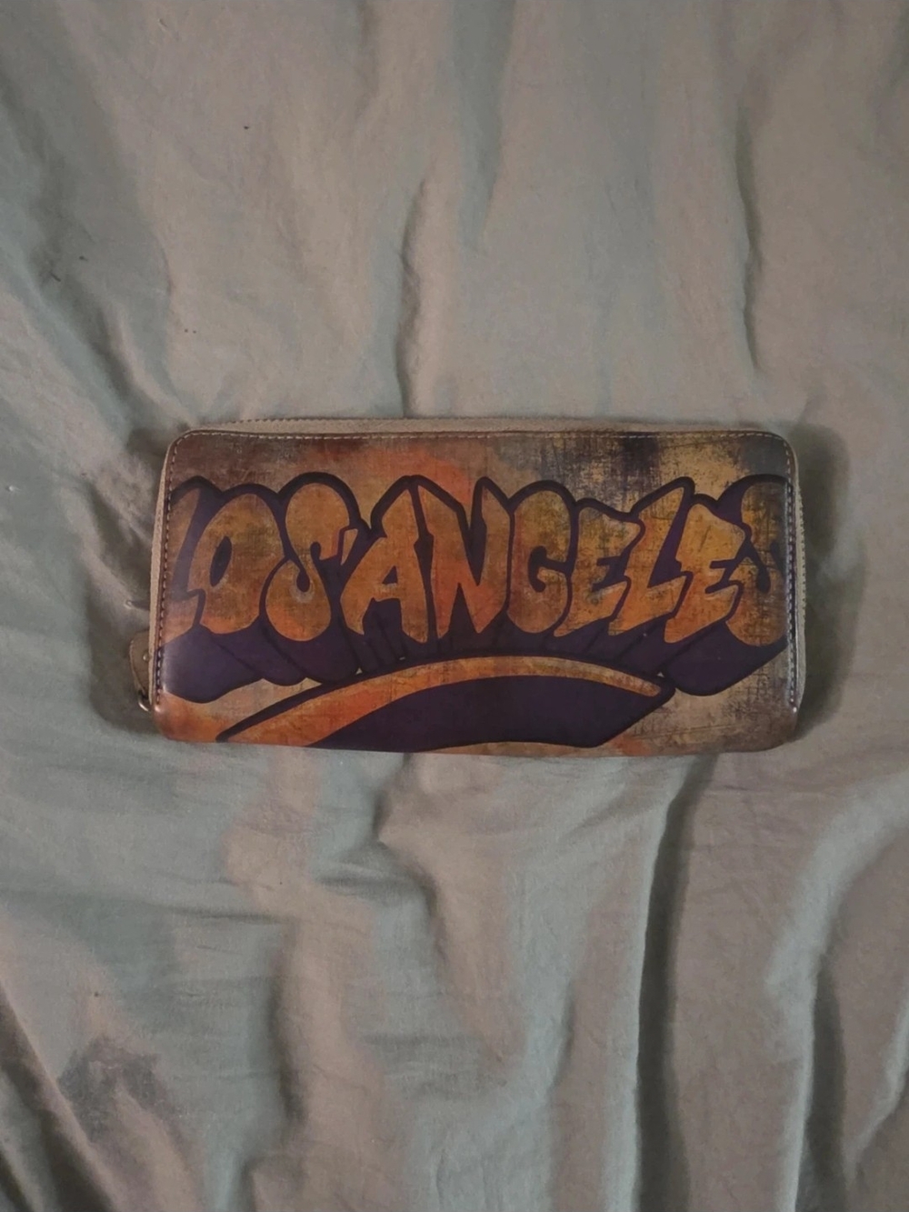 Zip-Around Graphic Wallet - Purple & Orange